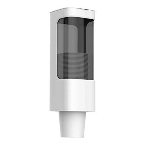 Pull Type Disposable Cup Holder Cup Wall Mounted Water Cooler Cup Dispenser Plastic Cup Organizer with Paste Plate for Bathroom Kitchen Office (Small) Cover