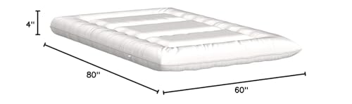 MAXYOYO Japanese Floor Futon Queen Size, Thicken Tatami Mat Sleeping Pad Foldable Roll Up Mattress Trifold Pad Guest Bed, Off White