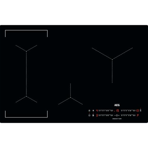 AEG Placa de inducción de puente serie 6000 IKX84443CB, 80 cm, 4 zonas de cocción con campana Hob2Hood, PowerBoost, OptiFix One Step Install, EcoTimer Energi Saver, Child Lock, Minute Minder, 44 x 750