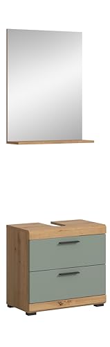 xonox.home Bad Scout X06N3B20 Badkombination Badmöbelset Badset in Salbei und Artisan Eiche Nachbildung, ca. B/H/T: 60x191x34 cm
