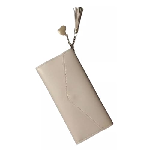 Carteira Feminina Envelope Com Zíper E Pingente Original Bege