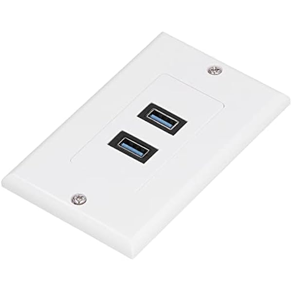 Naroote Szybka Transmisja Danych USB 3.0, 2-portowa Płyta ścienna Zapewniająca Wydajne ładowanie, do Użytku w Domowym Biurze, materiał ABS
