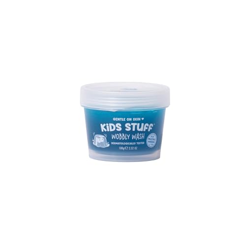 Image of Kids Stuff Blue Wobbly Wash with Bubblegum Fragrance | Wobbly Texture for Bathtime Fun | Dermatologically Tested | Mild & Gentle on Young Skin | Vegan | 100g