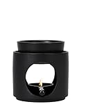 Duftlampe Teelicht mit Teelichthalter, Duftlampe für Ätherische Öle, Candle Warmer Lamp, Keramik Räucherstövchen, Duftöl und Duftwachs diffusor, Stövchen für ätherische Öle, Abnehmbare Schale, Schwarz
