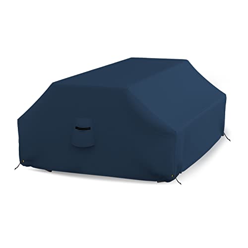 Covers & all Picnic Table Cover, 12 Oz Waterproof UV & Weather Resistant Protector, Outdoor Patio Table Bench Outside Furniture Cover with Air Vents & Drawstrings (98”L x 63”W x 37”H, Blue)