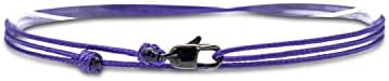 Surfer Anklet with Snap Hook Clasp - Ankle Bracelet Men or Women - Handmade Beach Jewelry - Music Festival Accessories - Waterproof & Adjustable - Thin String Rope Anklet (U) (Ruby Red Gold)