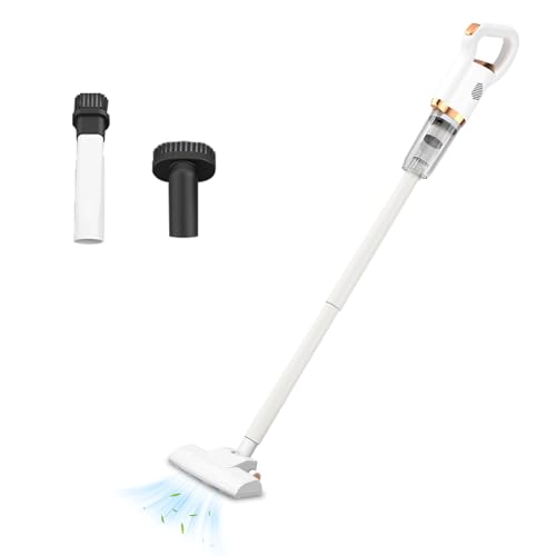 Gsycle Akku-Staubsauger, 2-in-1, leiser, wiederaufladbarer Handstaubsauger, elektrischer Besen-Staubfänger mit Bodenbürste für Hartholzböden, Teppiche, Tierhaare