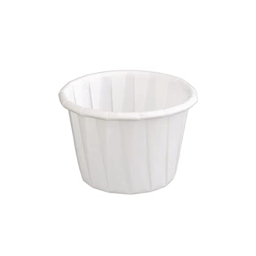 Genpak 250 Piece F100 Capacity Pleated Paper Portion Cup, 1" H, 1 oz, White