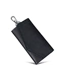 [Kawaoto] キーケース メンズ 4連フック プエブロレザー 日本製 本革 カード2枚 お札1枚 カラビナ key case 多機能 スリム プレゼント クリスマス (濃紺色)