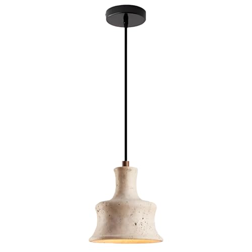 Lampe suspendue japonaise jaune en pierre de grotte style vintage