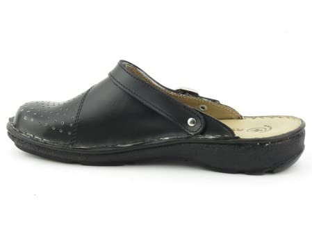Zapatillas Sanitarias Mujer con Parte Superior Calada Cerrada Tira Ajustable Suela Flexible Ligeras Cómodas Negro Talla 37