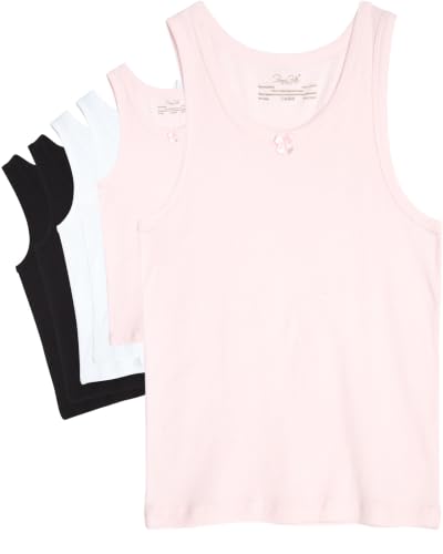 Image of Rene Rofe Girls Tank Tops - 6 Pack 100% Cotton Scoop Neck Todddler Undershirts Classic Sleeveless Tank Tops for Girls (2T-14)