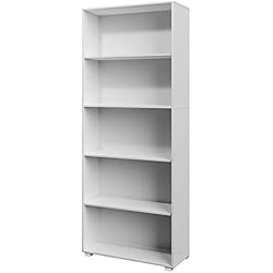 Estanterias Altas Blancas CASARIA Estantería Vela Blanca 190x60x28cm 5 Estantes Librería Biblioteca Mueble Organizador Oficina