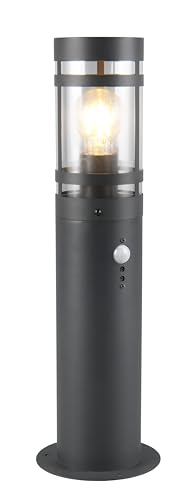 Reality Leuchten Außen Wegeleuchte Paloma R51719142, Metall Anthrazit, Schirm Kunststoff klar, exkl. 1x E27, Bewegungsmelder