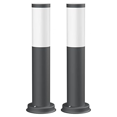 ledscom.de Bolardo PORU, exterior, IP44, 39cm, antracita, incl. lámpara LED Smart Home RGBW E27, 892lm cada una, 2 unidades. Cover