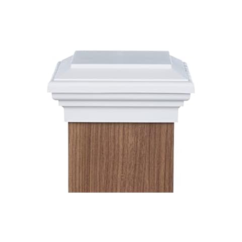 6x6 Post Cap (Actual 6.0") White Island Newel Flat Style Square Top for Outdoor Fences, Mailboxes & Decks, by Atlanta Post Caps Cover