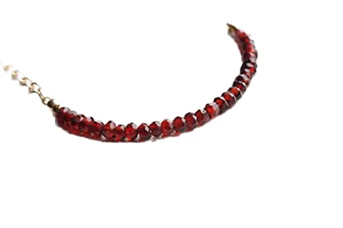 Bracelet pierres précieuses grenat véritable et fermoir argent LCBR-3022