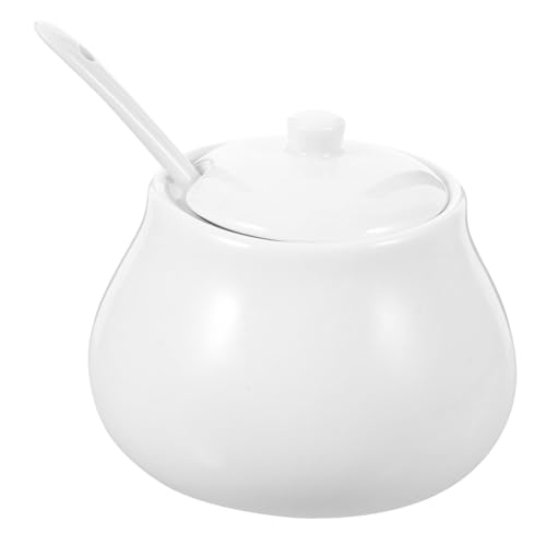 STOBAZA Pot Belly Coffee Sugar Bowl Terrarium Container Candy Jars with Lids Porcelain Sauce Jar Sugar Bowls Seasoning Jar with Lid Coffee Airtight Seasoning Container White Ceramics