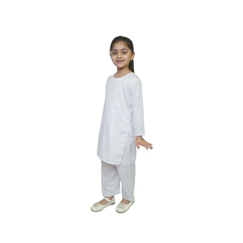 Image of Kaku Fancy Dresses Indian Wear Salwar Kameez Costume for Independence Day /Republic Day | Tri Color Dupatta Stole Pompom Set for Girls