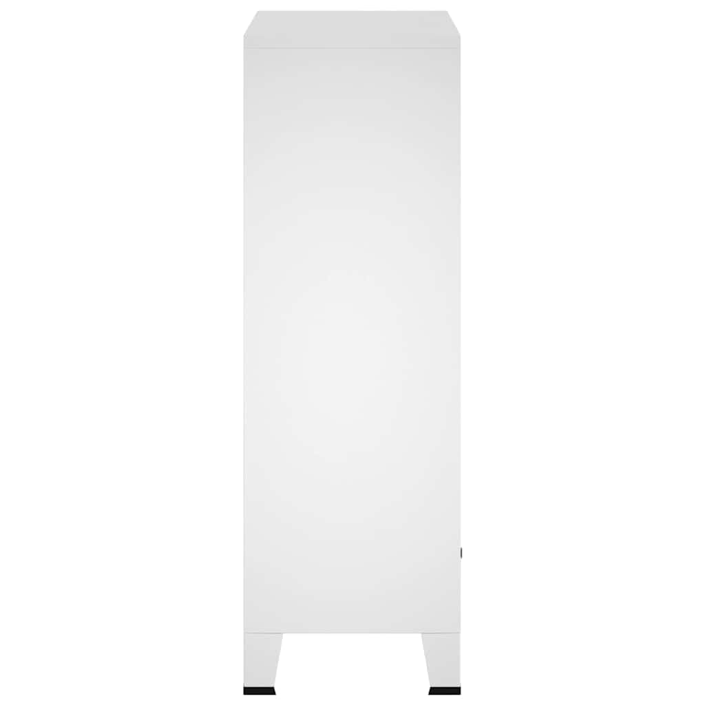 Biała stalowa szafka przemysłowa 67x35x107 cm z 2 półkami i 2