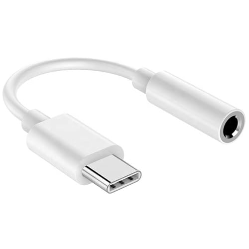 Image of USB Type C to 3.5mm Audio Jack Adapter | Built-in DAC Hi-Fi Audio Converter | Compatible with iPhone 15, Samsung Galaxy, OnePlus, Oppo & USB Type-C Devices | AUX Headphone Adapter - White