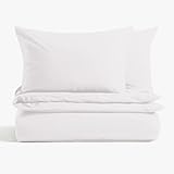 MAGNA COLLECTION Single Duvet Cover Set - Hotel Quality Bedding Set (135x200cm) with Matching Pillowcase - Soft Brushed Microfibre Polyester Duvet Cover (White, Single)