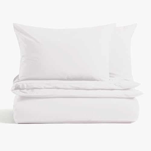 MAGNA COLLECTION Single Duvet Cover Set - Hotel Quality Bedding Set (135x200cm) with Matching Pillowcase - Soft Brushed Microfibre Polyester Duvet Cover (White, Single)