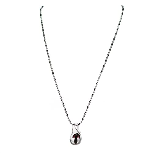 BlueRica Glass Teardrop Pendant with Mushroom on Stainless Steel Chain Necklace