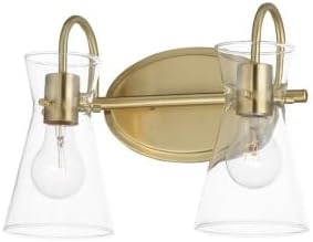 Maxim Lighting 12482CLNAB Ava - 2 Light Bath Vanity-9.5 Inches Tall and 13.5 Inches Wide, Finish Color: Natural Aged Brass