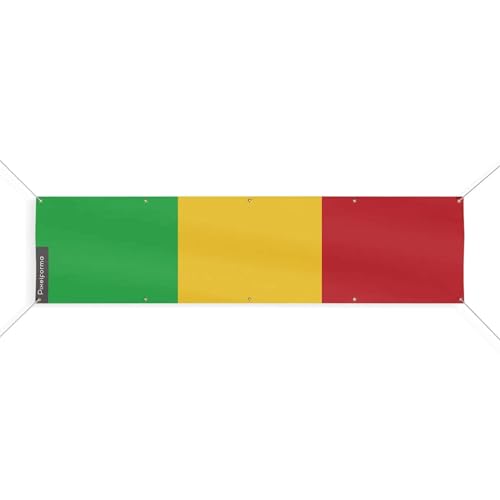 Drapeau du Mali 10 oeillets 170x680cm aux finitions supérieures