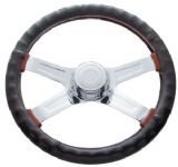 18" Steering Wheel Cover Black Leather Cover For Semi Trucks