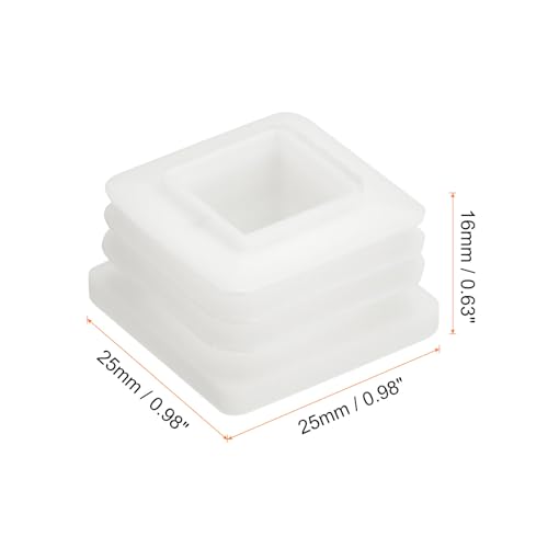 uxcell 8Pcs 25mmx25mm(0.98inch) Plastic Tubing Plug Square Post End Caps for Handrail Stair Newel Guardrail Tube White - Image 2