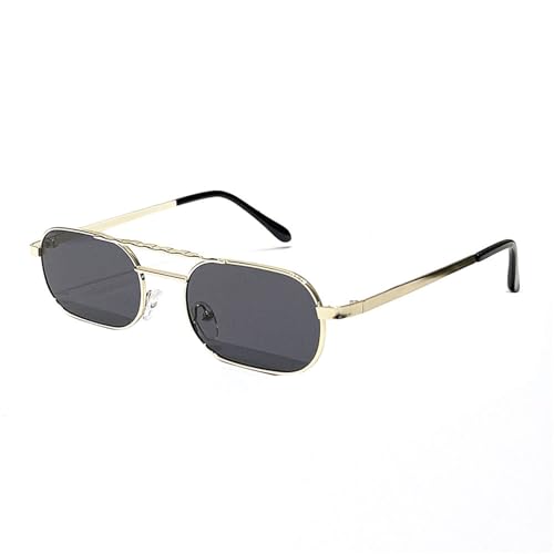 helena Small Narrow Sunglasses Men Polygon Vintage Double beam Metal Sunglasses Punk Square Sun Glasses