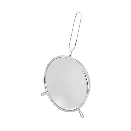 Double Ear Screen Flour Filter Soybean Milk Snack French Fries Stainless Steel Mesh Strainer Handle Cooking Spoon(18cm)