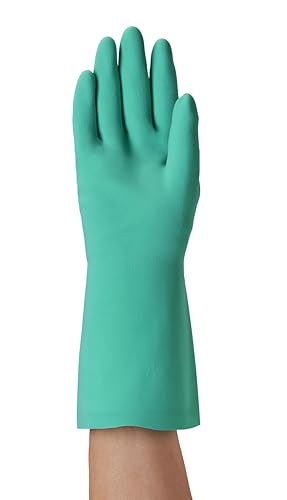 Ansell AlphaTec 37-675 Chemical-Resistant Nitrile Gloves/Gauntlets for Industrial, Chemical, and Food Handling, Green, Size 9 (12 Pairs)