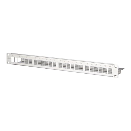 METZ Connect Keystone wspornik modułowy 19" 24 porty 1HE, stal szlachetna, pusty, ekranowany