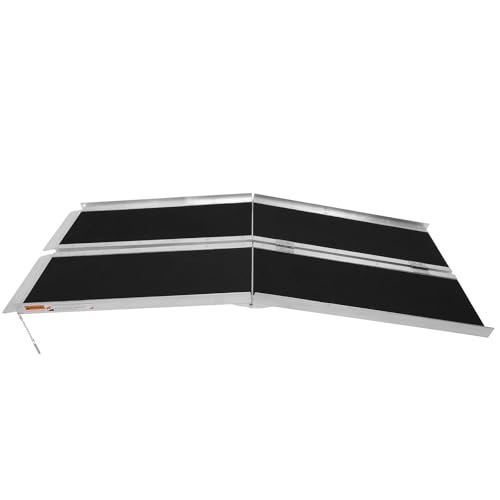 Rampa plegable de aluminio para silla de ruedas de 10 pies antideslizante para umbral, rampa de movilidad para scooter, plegable para escalones, hogar, escaleras, entradas miniatura 4