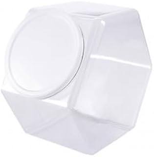 129 oz Hexagon Wide Mouth Plastic Storage Container with Lid (1) - Reusable & Recyclable - Shatterproof Jars - Clear Plastic Jars for Cookies, Candy, Laundry Detergent Pods