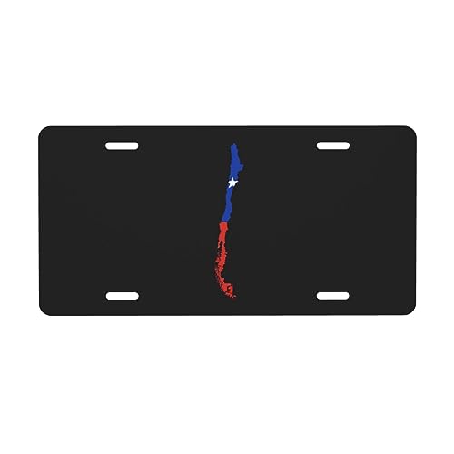 Placa de matrícula con Mapa del Terreno de Chile para la Parte Delantera del Coche, Placa de matrícula de 6 x 12 Pulgadas, Placa de Metal para Coche, Etiqueta Decorativa novedosa y vanidosa