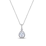 Weviway Silver Teardrop Cubic Zirconia Pendant Necklace, Crystal Clear CZ Solitaire, Silver Plated