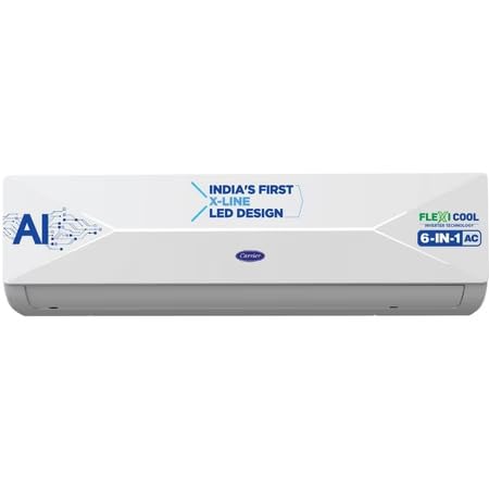 Carrier 1.5 Ton 3 Star Lumo Inverter Split AC | PM 2.5 Filter, 6 in 1 Convertible, 2 Way Swing, Refrigerant Leakage Detector, Auto Cleanser, 100 percent Copper, Working 55 degree Celcius 2025 Launch