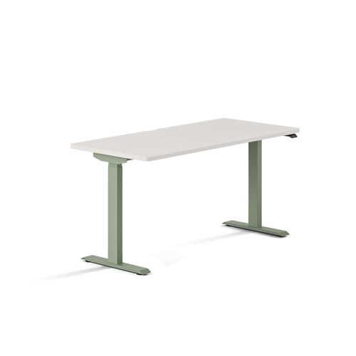 Image of Branch Duo Standing Desk, Adjustable Standing Desk with 20 inch Range | OLED Control Panel, Frameless Design and Compact Size Suitable for Many Spaces, 58 Inches, White Top, Sage Base
