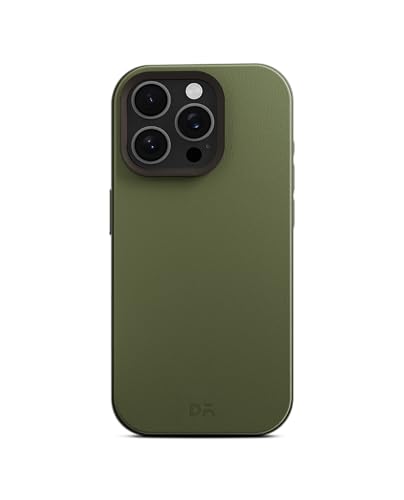 Image of DailyObjects Leatherite Case for iPhone 14 Pro Compatible with MagSafe Wireless Charging | Green-Olive Hybrid Magnetic Back Cover