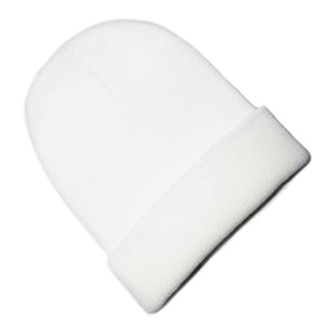 Kids Beanie Hat - Unisex Slouch Winter Woolly Turn Up Knitted (White) Cover