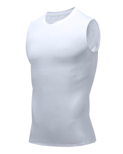Image of Compression Shirt Men Slimming Body Shaper Vest Crewneck Workout Tank Top | Tummy Control Undershirts, Gynecomastia Compression Shirts, Back Support, Sleeveless Muscle Shirts, Shaping Tank Top