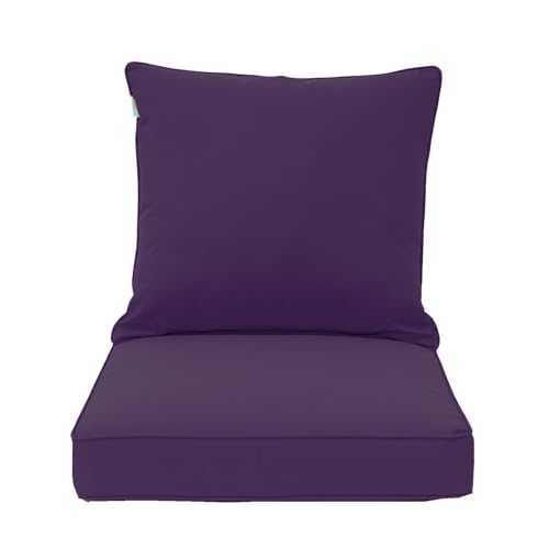 Image of QILLOWAY Outdoor /Indoor Deep Seat Cushions for Patio Furniture, Lawn Chair All Weather Cushion 24 x 24 inch 1 Set(Purple)