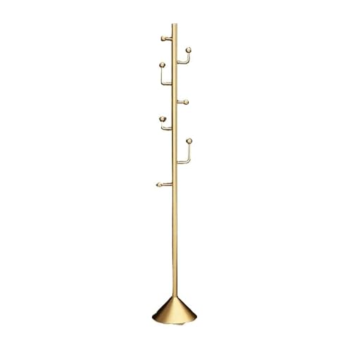 CGJseFH coat stand, Simple Light Luxury Coat Rack Hanging Floor Hooks Stand Bedroom Household Decor Shelf Storage Holder Jacket Clothes Hanger(Gold)