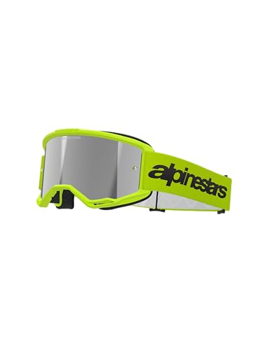 Alpinestars Óculos off-road Vision 3 MX ATV MTB (amarelo fluo - lente prata espelhada)