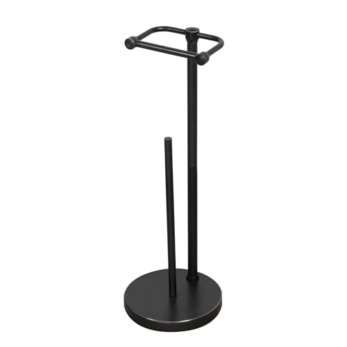 Image of RARXTR Toilet Paper Holder Stand, Post Pivoting Design Free Standing Toilet Paper Holder with Storage for 4 Rolls, 304 Stainless Steel Tissue Holder with Reserve, Heavy-Duty Base (Oil Rubbed Bronze)