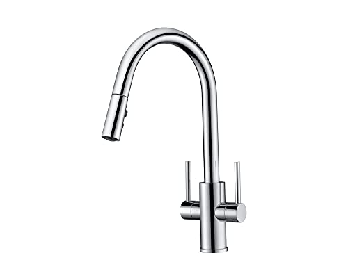 Luna&Muni Polished Chrome, Kitchen Faucet. Pull Down Sprayer, Pull Down Kitchen Sink Faucet, Pulldown Kitchen Faucet, Two Handle Pull-Down Kitchen Faucet